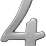 Hy-Ko Prestige Series BR-43SN/4 House Number, Character: 4, 4 in H Character, Nickel Character, Brass Sells in Quantity of 3