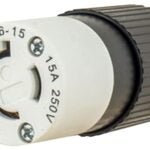 Bryant 70615NCC Locking Device Connector, 2 -Pole, 15 A, 250 V, Screw, NEMA: NEMA L6-15R, Black/White