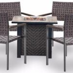 Seasonal Trends 141607 Madrid Fire Chat Set, Fire Chat Set, Ceramic Tile/Steel/Wicker, Brown, Powder-Coated