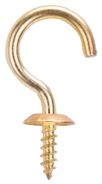 ProSource LR394 Cup Hook, 1/2 in Opening, 5 mm Thread, 1-1/4 in L, Brass, Brass Sells in Quantity of 20