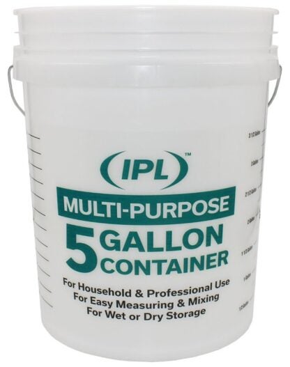 Leaktite 1123056 Multi-Purpose Pail with Handle, 5 gal Capacity, HDPE, Natural, Injection Molded No-Mark Grip Handle