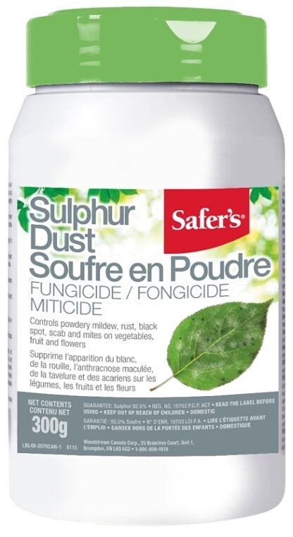 Safer 48-2078CAN2 Sulfur Dust Fungicide and Miticide, Powder, Sulfur, Pale Yellow, 300 g