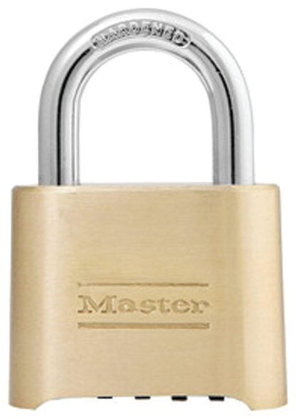 Master Lock 175D Padlock, 5/16 in Dia Shackle, 1 in H Shackle, Steel Shackle, Brass Body, 2 in W Body