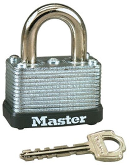 Master Lock 22D Padlock, Keyed Different Key, 1/4 in Dia Shackle, Steel Shackle, Steel Body, 1-1/2 in W Body