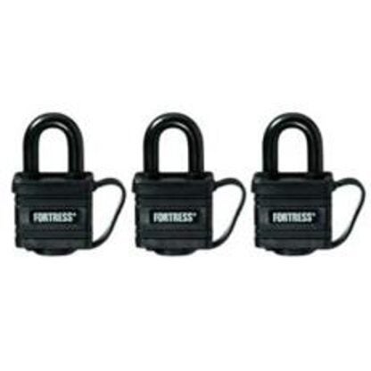 Master Lock Fortress Series 1804TRI Padlock, Alike Key, 5/16 in Dia Shackle, Steel Shackle, Steel Body, 1-9/16 in W Body