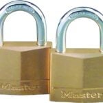 Master Lock 140T Padlock, Keyed Alike Key, 1/4 in Dia Shackle, Steel Shackle, Solid Brass Body, 1-9/16 in W Body