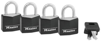 Master Lock 131Q Padlock, Keyed Alike Key, 3/16 in Dia Shackle, Steel Shackle, Brass Body, 1-3/16 in W Body