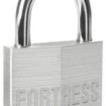 American Lock Fortress Series 1840D Padlock, Keyed Different Key, 1/4 in Dia Shackle, Steel Shackle, Solid Brass Body