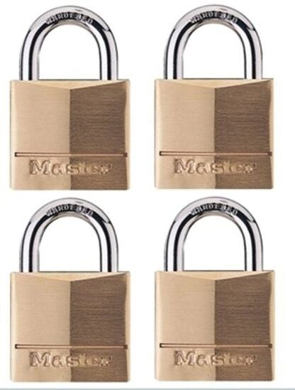 Master Lock 140Q Padlock, Keyed Alike Key, 1/4 in Dia Shackle, Steel Shackle, Solid Brass Body, 1-9/16 in W Body