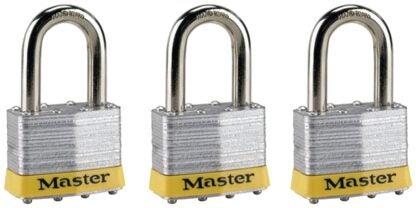 Master Lock 5TRILFPF Padlock, Keyed Alike Key, 3/8 in Dia Shackle, 1-1/2 in H Shackle, Boron Alloy Shackle, Steel Body