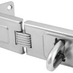 Master Lock 720DPF Latching Hasp, 6-1/4 in L, 1/2 in W, Steel, Zinc, 7/16 in Dia Shackle