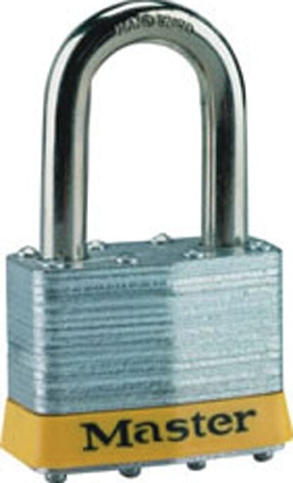 Master Lock 5DLF Padlock, Keyed Different Key, 3/8 in Dia Shackle, 1-1/2 in H Shackle, Boron Alloy Shackle, Steel Body