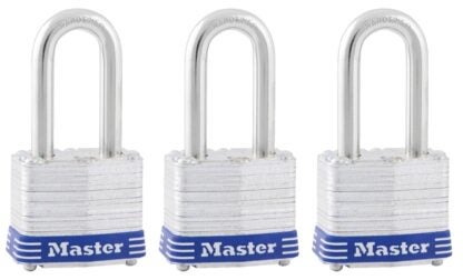 Master Lock 3TRILF Padlock, Keyed Alike Key, 9/32 in Dia Shackle, 1-1/2 in H Shackle, Steel Shackle, Steel Body