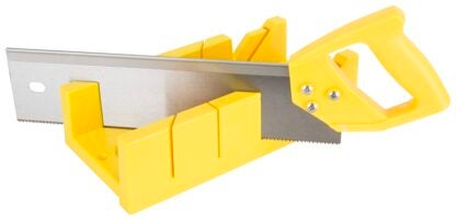 Vulcan JL42402 Miter Box with Saw, 4 in W Cutting, 2.25 in D Cutting, Plastic, Yellow