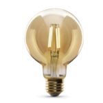 Feit Electric G25/VG/LED Filament LED Bulb, Decorative, Globe, G25 Lamp, 60 W Equivalent, E26 Lamp Base, Dimmable, Amber Sells in Quantity of 4