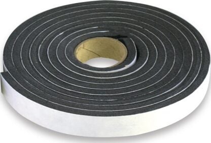 Climaloc CF12015 Foam Tape, 1 in W, 15 ft L, 1/2 in Thick, Polyethylene, Black