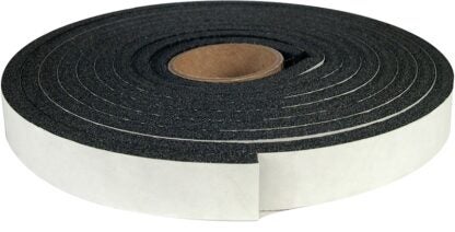 Climaloc CF12009 Foam Tape, 3/4 in W, 9.8 ft L, 1/4 in Thick, Polyethylene, Black