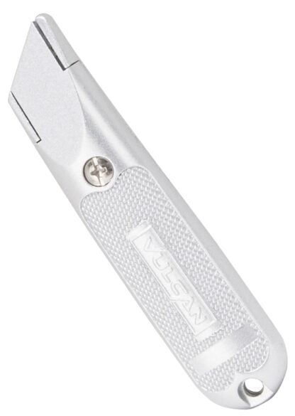 Vulcan 38061 Utility Knife, 2-7/8 in L Blade, 1-1/4 in W Blade, Aluminum Handle, Silver Handle