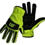 Cat CAT012250X High-Visibility Utility Gloves, Men's, XL, Open Cuff, Spandex, Green