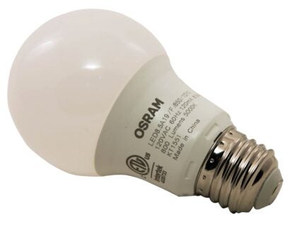 Sylvania 79282 LED Bulb, General Purpose, A19 Lamp, 60 W Equivalent, E26 Lamp Base, Frosted, Bright White Light