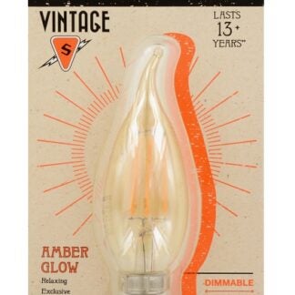 Sylvania 79582 Ultra Vintage LED Lamp, Decorative, B10 Lamp, 40 W Equivalent, E12 Lamp Base, Dimmable, Clear