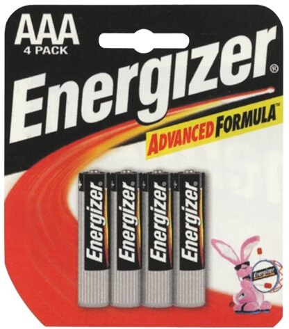 Energizer E92BP-4 Alkaline Battery, AAA Battery, Zinc, Manganese Dioxide, 1.5 V Battery