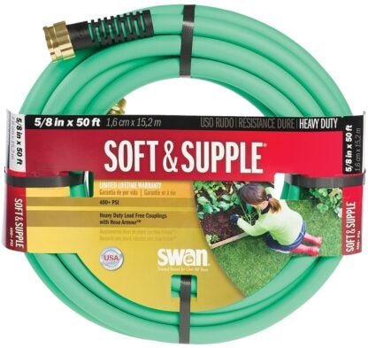 SWAN SNSS58050 Garden Hose, 50 ft L, Rubber/Vinyl, Green