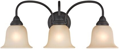 Boston Harbor LYB130928-3VL-VB Vanity Light Fixture, 60 W, 3-Lamp, A19 or CFL Lamp, Steel Fixture