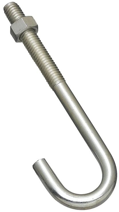 National Hardware 2195BC Series N232-959 J-Bolt, 3/8 in Thread, 5 in L, 225 lb Working Load, Steel, Zinc Sells in Quantity of 10