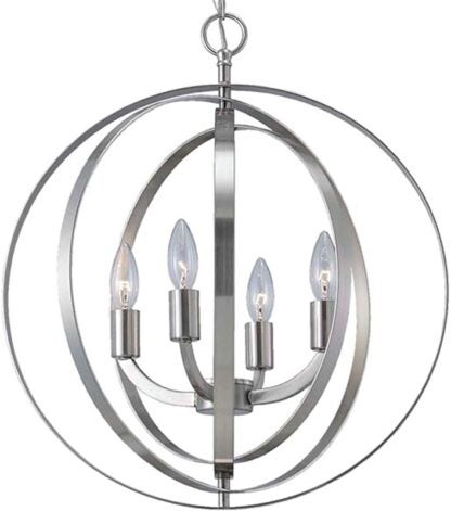 Canarm Meridian Series ICH182B04BN18 Chandelier, 60 W, 4-Lamp, Incandescent Lamp, Steel/Zinc Fixture