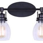 Canarm CARSON IVL705A02BK Vanity Light, 200 W, 2-Lamp, Type A Lamp, Metal Fixture, Black Fixture, Matte Fixture