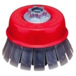 Norton 33497 Wire Cup Brush, 5 in Dia, 5/8-11 in Arbor/Shank, Knotted Bristle, 0.02 in Dia Bristle