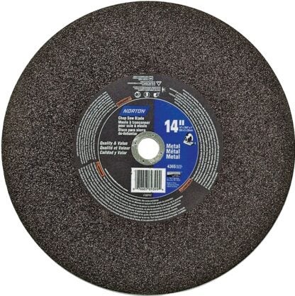 Norton 07660789399 Cut-Off Wheel, 14 in Dia, 7/64 in Thick, 1 in Arbor, 36 Grit, Extra Coarse, Aluminum Oxide Abrasive