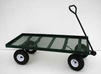 Millside Industries EFRW-G Wagon, 800 lb, Metal Deck, 4 x 10 in Wheel, Pneumatic Wheel, Easy Grip, Long Handle, Green