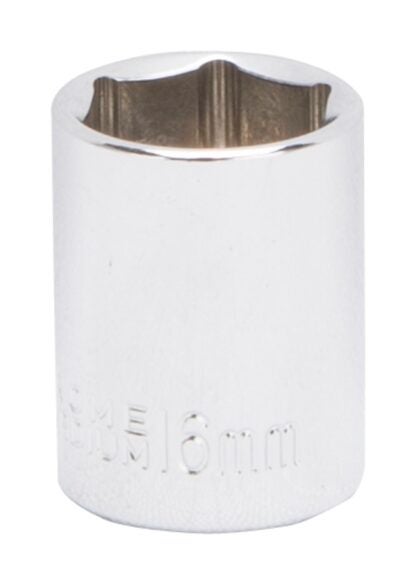 Vulcan MT6499677 Drive Socket, 16 mm Socket, 3/8 in Drive, 6-Point, Chrome Vanadium Steel, Chrome