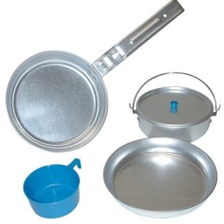 World Famous 102 Camping/Mess Kit, Aluminum, Bright Polished