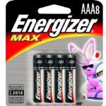 Energizer E92MP-8 Alkaline Battery, AAA Battery, Zinc, Manganese Dioxide, 1.5 V Battery