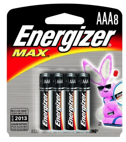 Energizer E92MP-8 Alkaline Battery, AAA Battery, Zinc, Manganese Dioxide, 1.5 V Battery