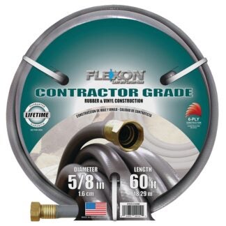 Flexon CG5860 Garden Hose, 5/8 in, 60 ft L, Rubber/Vinyl