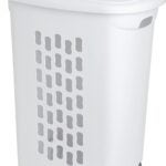 Sterilite 12228003 Wheeled Hamper, 2 bu Capacity, Plastic Bag, White, 12.8 in W, 19.6 in H, 28.2 in D