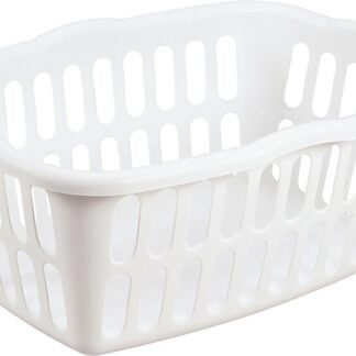 Sterilite 12458012 Laundry Basket, 1.5 bu Capacity, Plastic, White, 1-Compartment