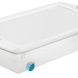 Sterilite 14988004 Latching Box, Plastic, Clear/White, 33-7/8 in L, 18-3/4 in W, 7 in H