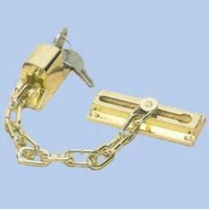 Onward 211BR Locking Chain Door Guard, 4 in L, 13/64 in W, Metal, Brass