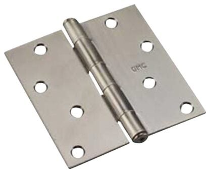 Onward 820NBB Butt Hinge, 3 in H Frame Leaf, 3/32 in Thick Frame Leaf, Steel, Brushed Nickel, Removable Pin, 40 lb