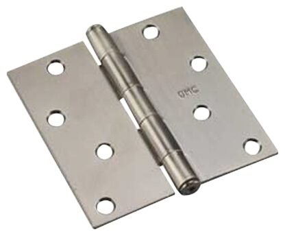 Onward 821NBB Butt Hinge, 3-1/2 in H Frame Leaf, 3/32 in Thick Frame Leaf, Steel, Brushed Nickel, Removable Pin, 50 lb