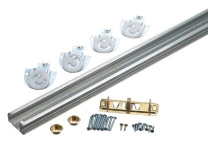 Onward 14648BC By-Passs Door Hardware Kit, 48 in L Track, Steel, Zinc, Ceiling Mounting