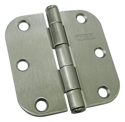 Onward 1820NBV Butt Hinge, 3 in H Frame Leaf, 3/32 in Thick Frame Leaf, Steel, Brushed Nickel, Removable Pin, 40 lb