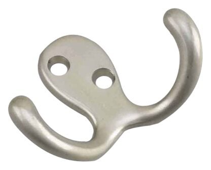 Onward 2235NBR Double Wardrobe Hook, 5 kg, 2-Hook, 26.17 mm Opening, Metal, Brushed Nickel