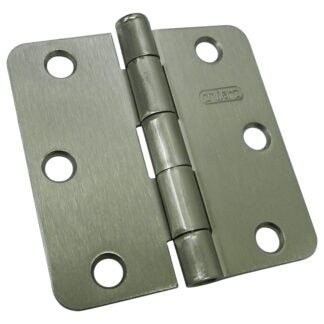 Onward 2820NBV Butt Hinge, 3 in H Frame Leaf, 3/32 in Thick Frame Leaf, Steel, Brushed Nickel, Removable Pin, 50 lb