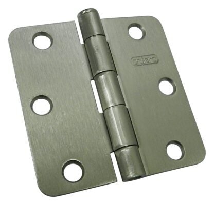 Onward 2820NBV Butt Hinge, 3 in H Frame Leaf, 3/32 in Thick Frame Leaf, Steel, Brushed Nickel, Removable Pin, 50 lb